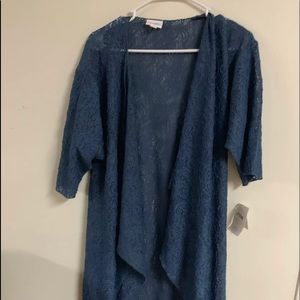 LuLaRoe Shirley  Lace Solid Blue -  Small NWT